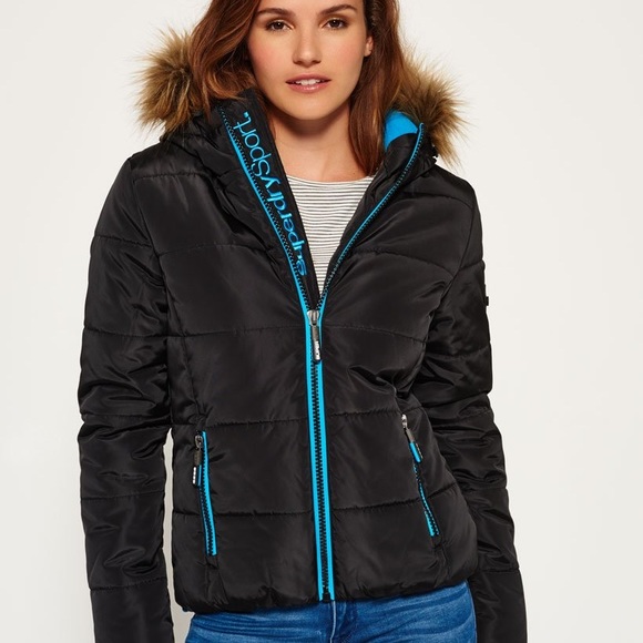 Super dry women’s faux fur hooded puffer jacket - Picture 3 of 14